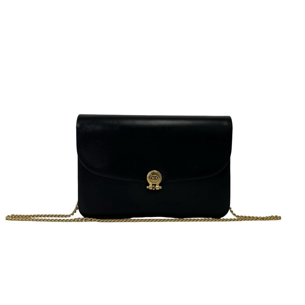 Christian Dior Vintage CD Logo Hardware Leather 2-Way Chain Shoulder Bag/Hand...